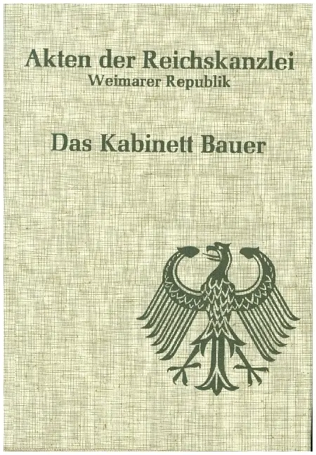 Cover: 9783486417500 | Akten der Reichskanzlei, Weimarer Republik / Das Kabinett Bauer...