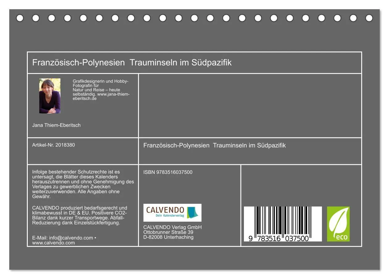 Bild: 9783516037500 | Französisch-Polynesien Trauminseln im Südpazifik (Tischkalender...