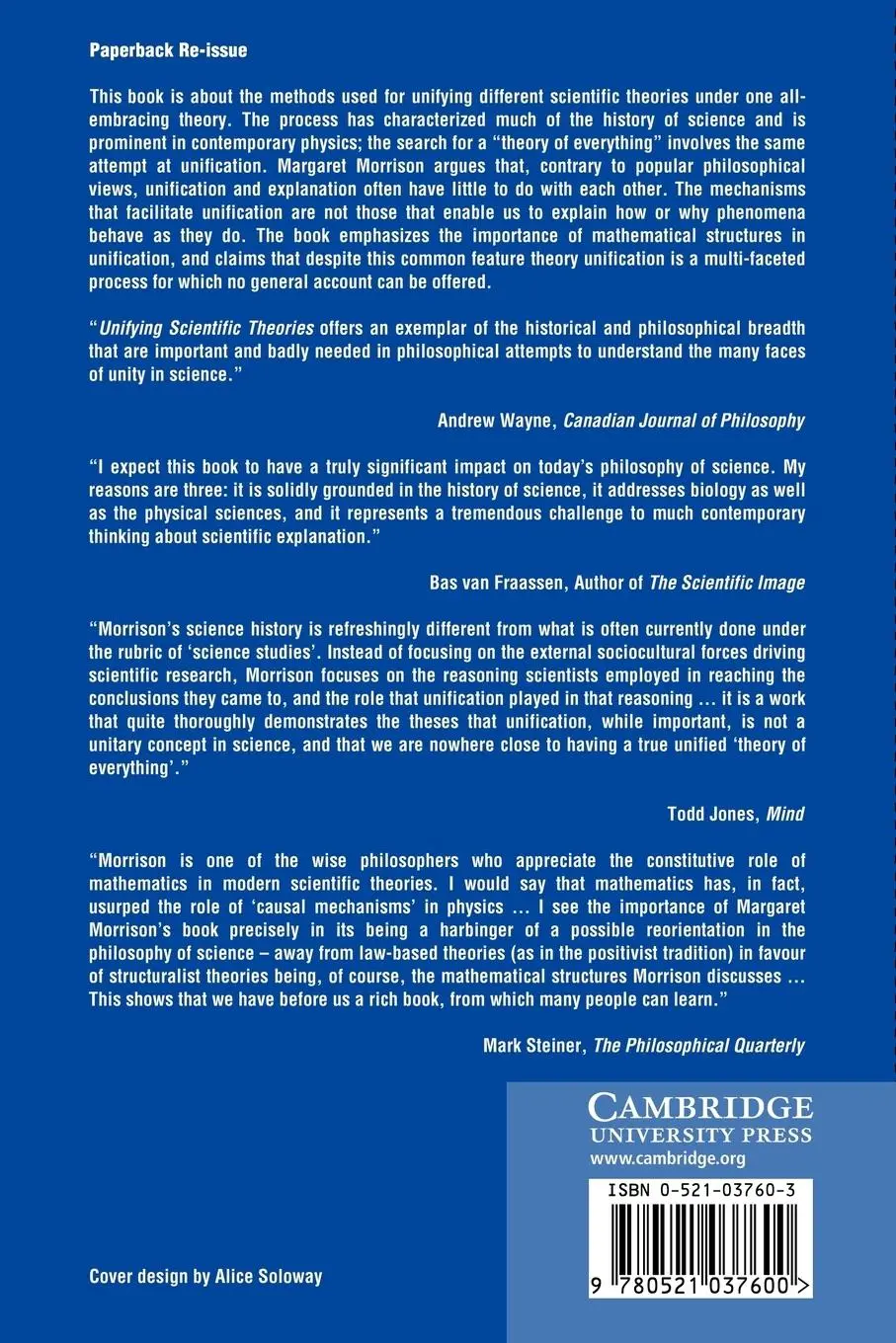 Rückseite: 9780521037600 | Unifying Scientific Theories | Margaret Morrison (u. a.) | Taschenbuch