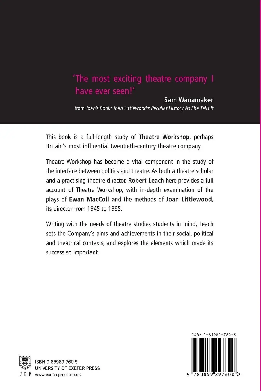 Rückseite: 9780859897600 | Theatre Workshop | Robert Leach | Taschenbuch | Englisch | 2006
