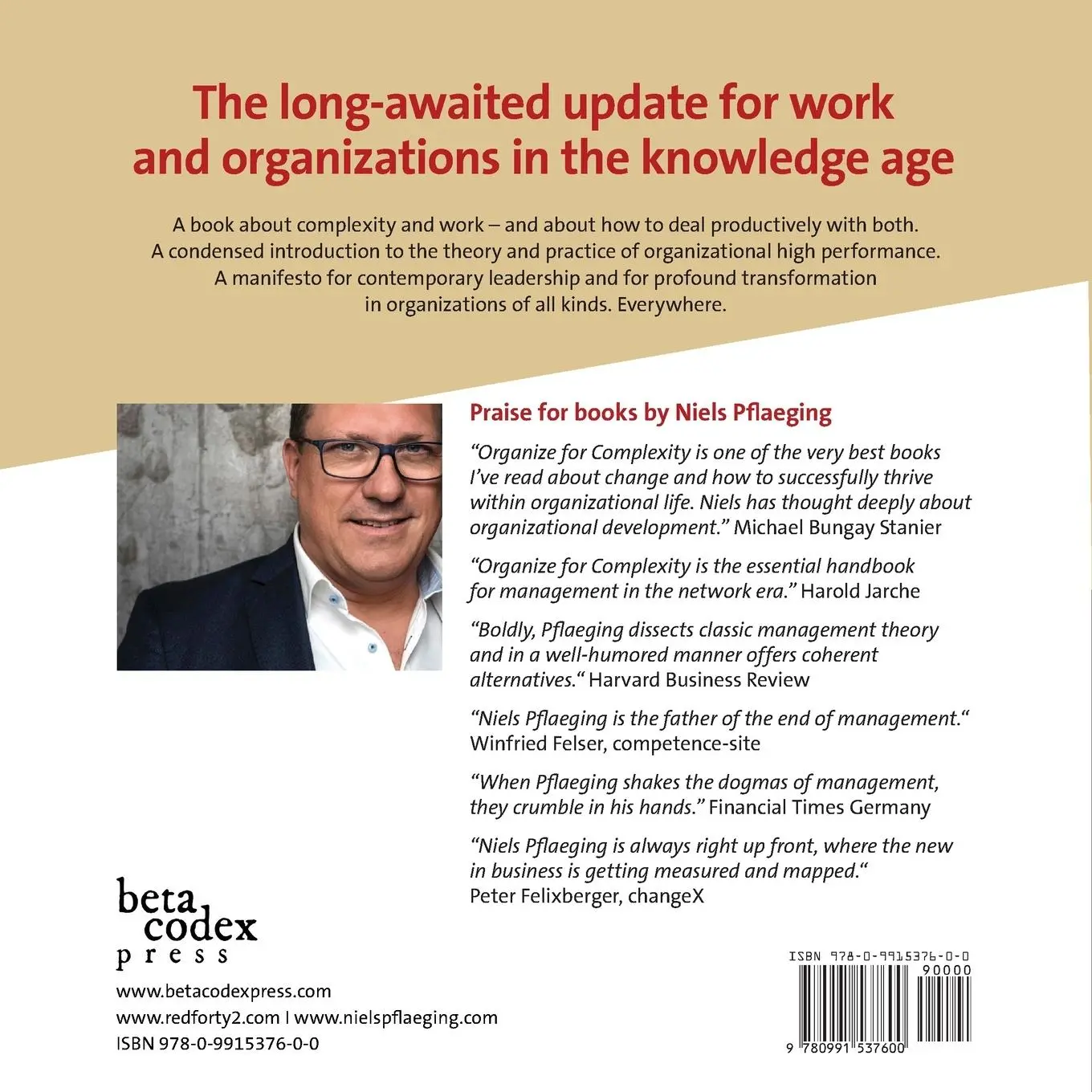 Rückseite: 9780991537600 | Organize for Complexity | Niels Pflaeging | Taschenbuch | Englisch