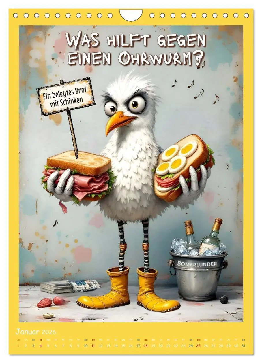 Bild: 9783516647600 | Böse Möwen (Wandkalender 2026 DIN A4 hoch), CALVENDO Monatskalender