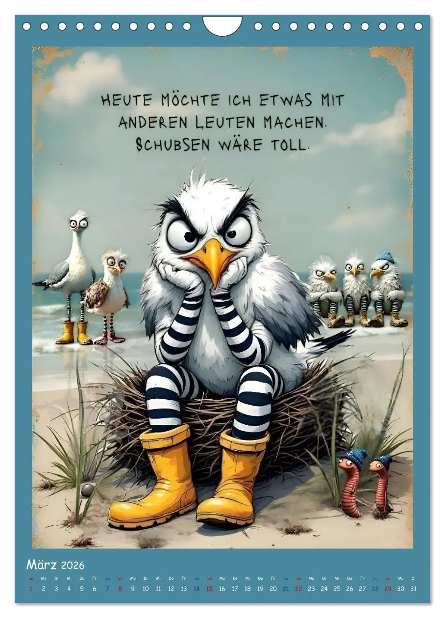 Bild: 9783516647600 | Böse Möwen (Wandkalender 2026 DIN A4 hoch), CALVENDO Monatskalender