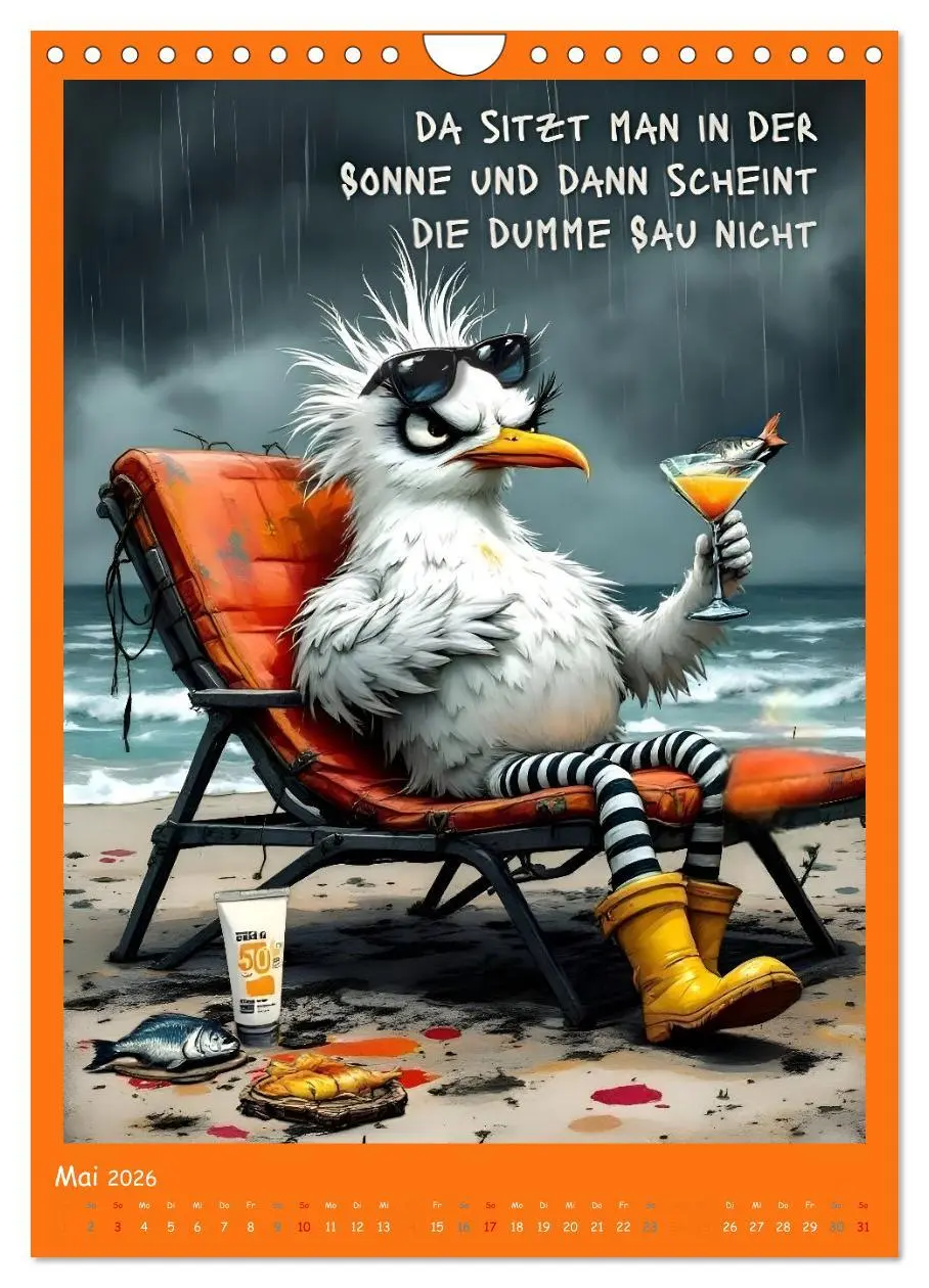 Bild: 9783516647600 | Böse Möwen (Wandkalender 2026 DIN A4 hoch), CALVENDO Monatskalender