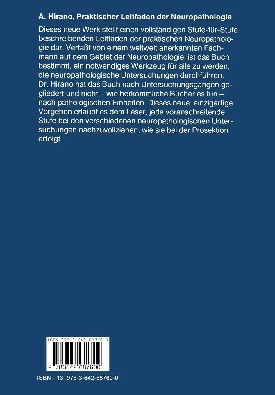 Rückseite: 9783642687600 | Praktischer Leitfaden der Neuropathologie | A. Hirano | Taschenbuch