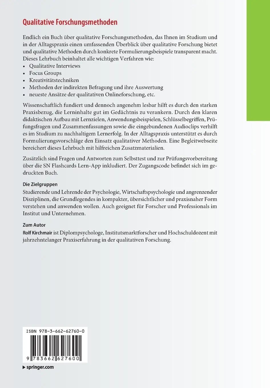 Rückseite: 9783662627600 | Qualitative Forschungsmethoden | Rolf Kirchmair | Bundle | Deutsch