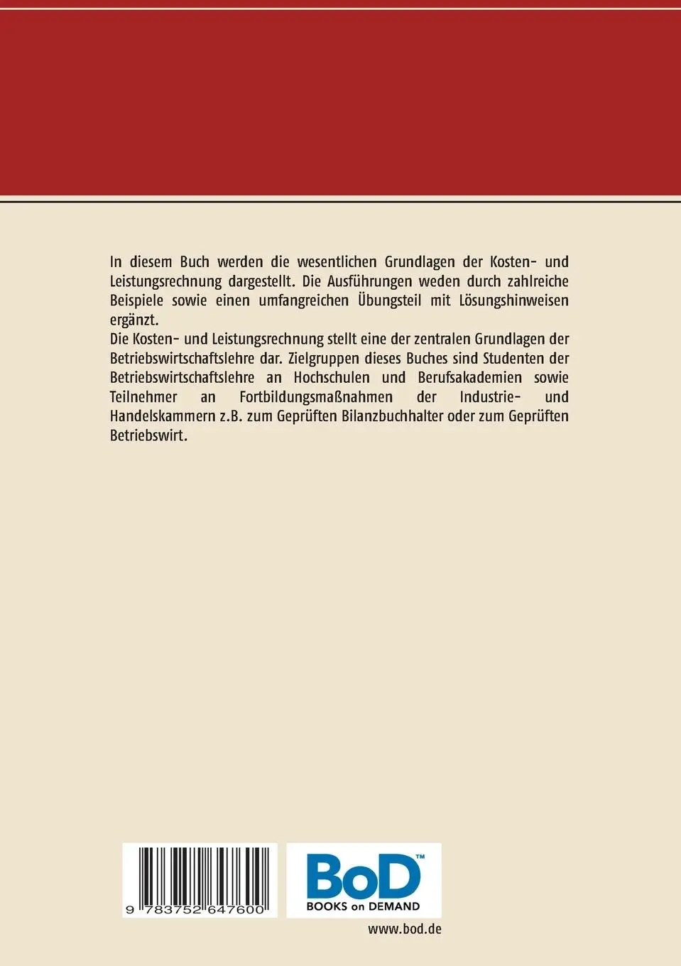 Rückseite: 9783752647600 | Kosten- und Leistungsrechnung kompakt | Lutz Völker | Taschenbuch