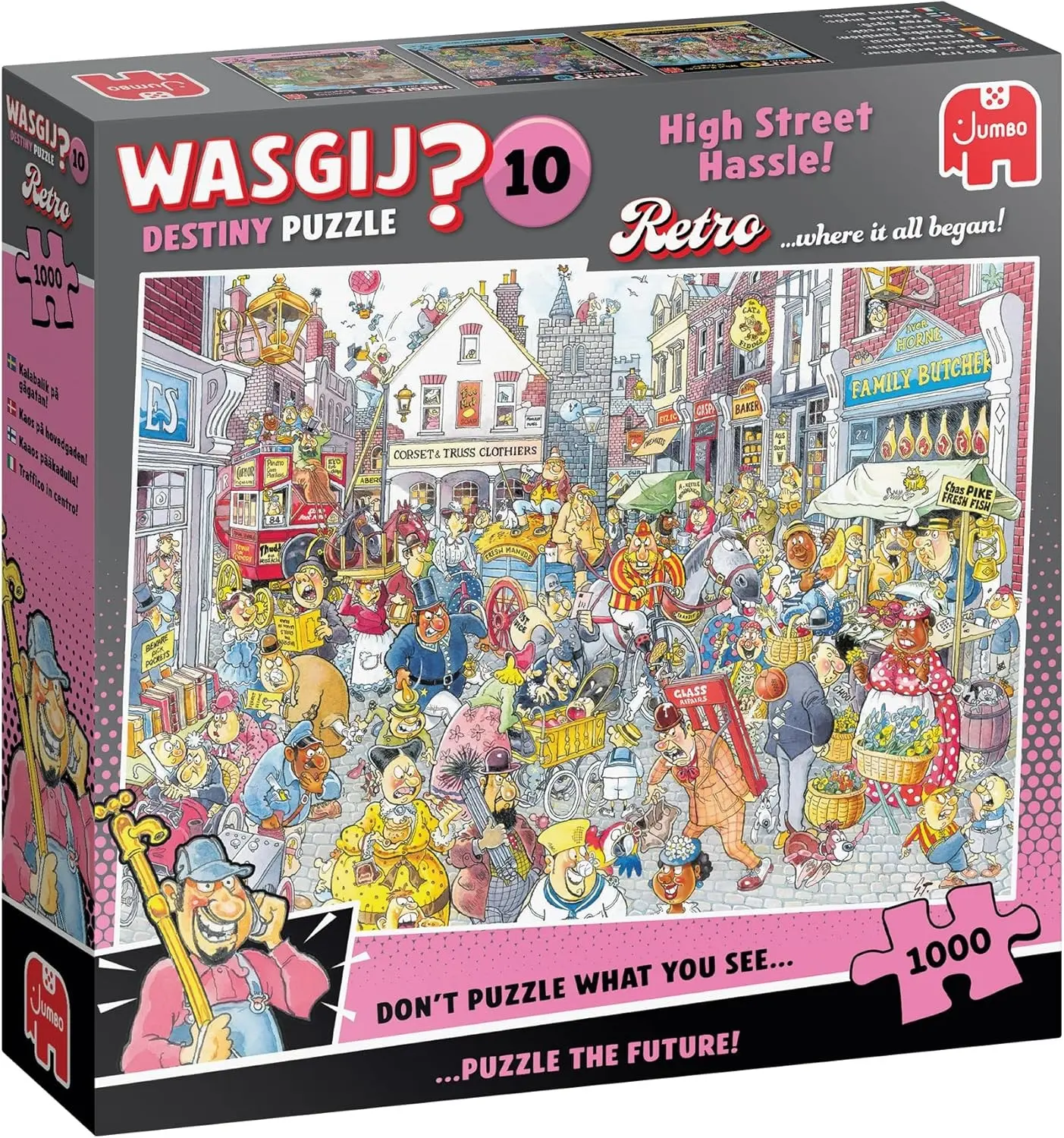 Cover: 8721017607700 | Wasgij Retro Destiny 10 - Ärger auf der Hauptstraße - Puzzle 1000...