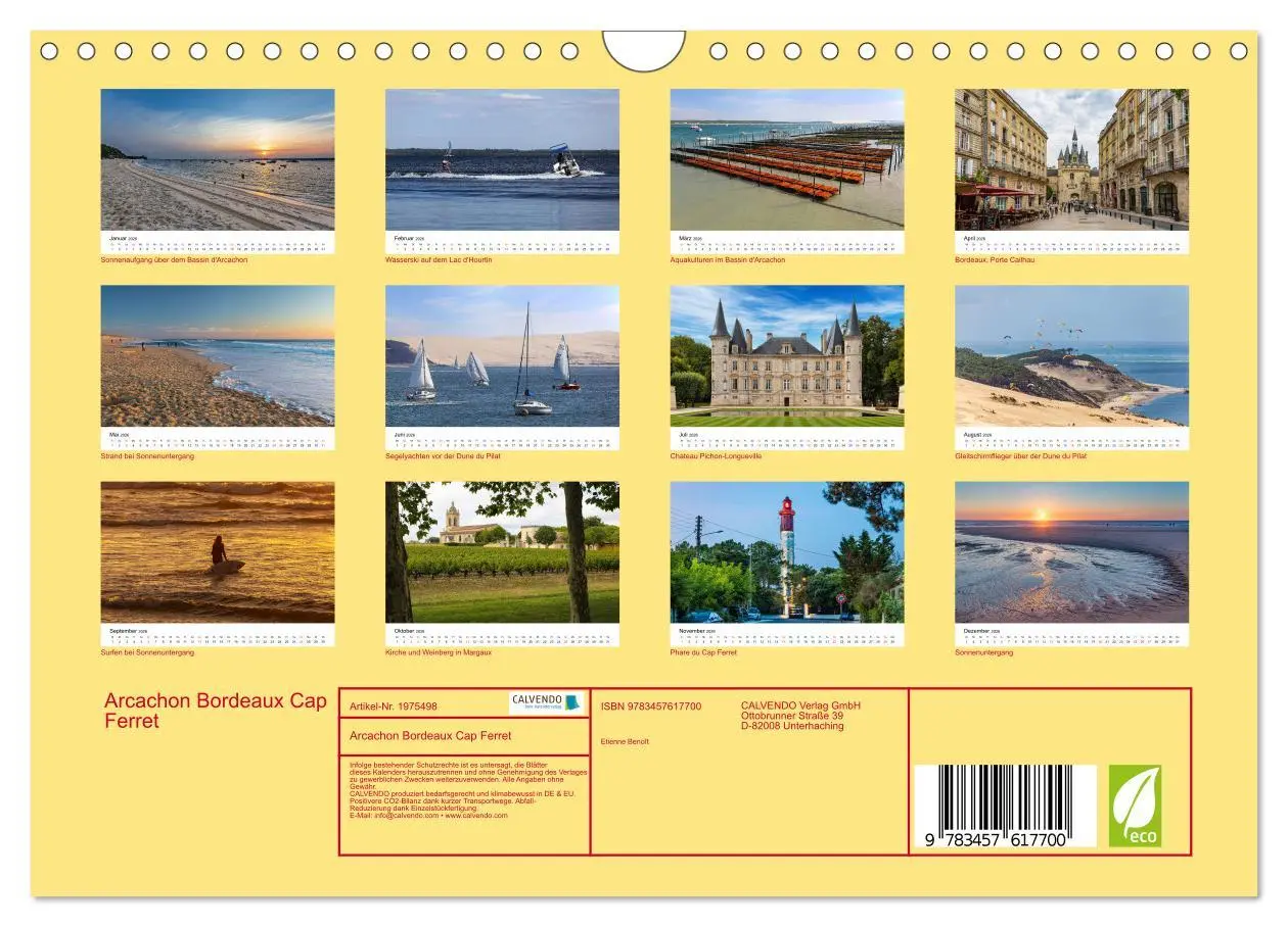 Bild: 9783457617700 | Arcachon Bordeaux Cap Ferret (Wandkalender 2026 DIN A4 quer),...