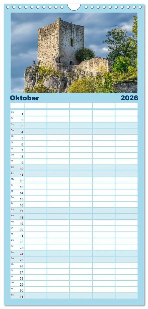 Bild: 9783516497700 | Familienplaner 2026 - Romantische Ruinen mit 5 Spalten...