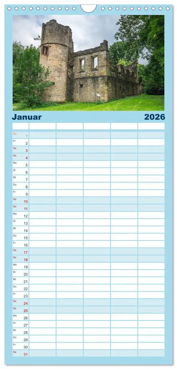 Bild: 9783516497700 | Familienplaner 2026 - Romantische Ruinen mit 5 Spalten...