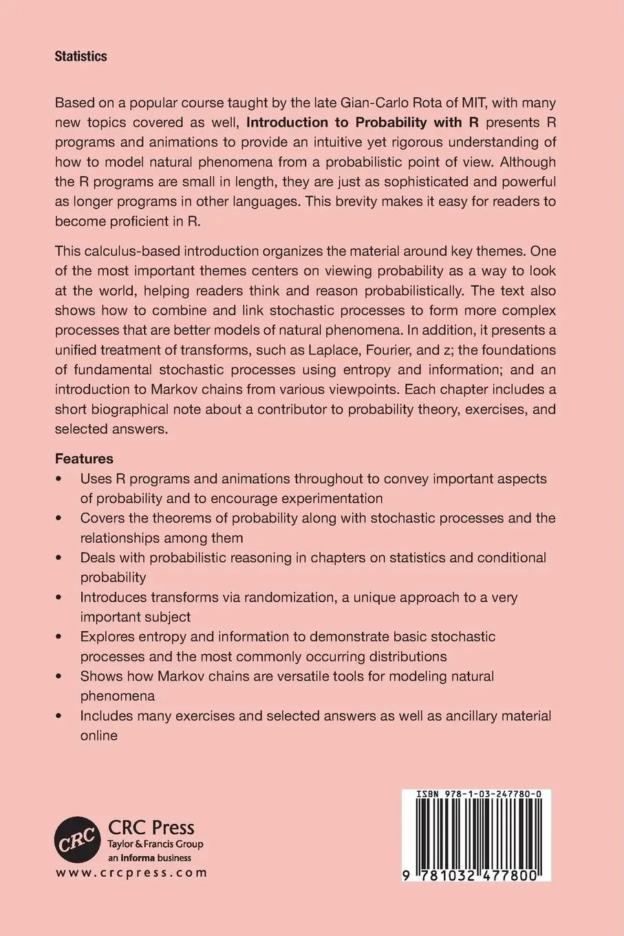 Rückseite: 9781032477800 | Introduction to Probability with R | Kenneth Baclawski | Taschenbuch