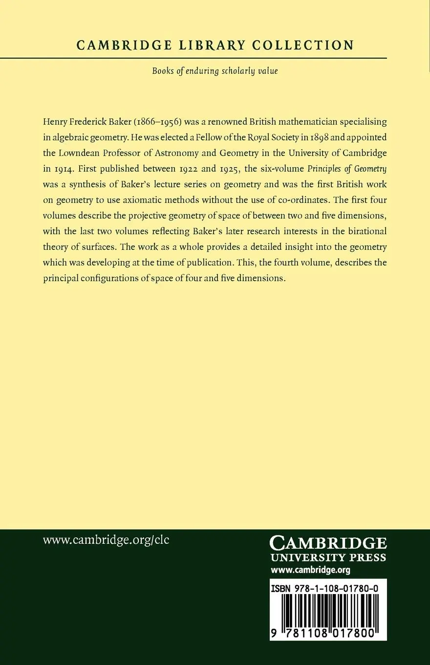 Rückseite: 9781108017800 | Principles of Geometry | H. F. Baker | Taschenbuch | Englisch | 2010