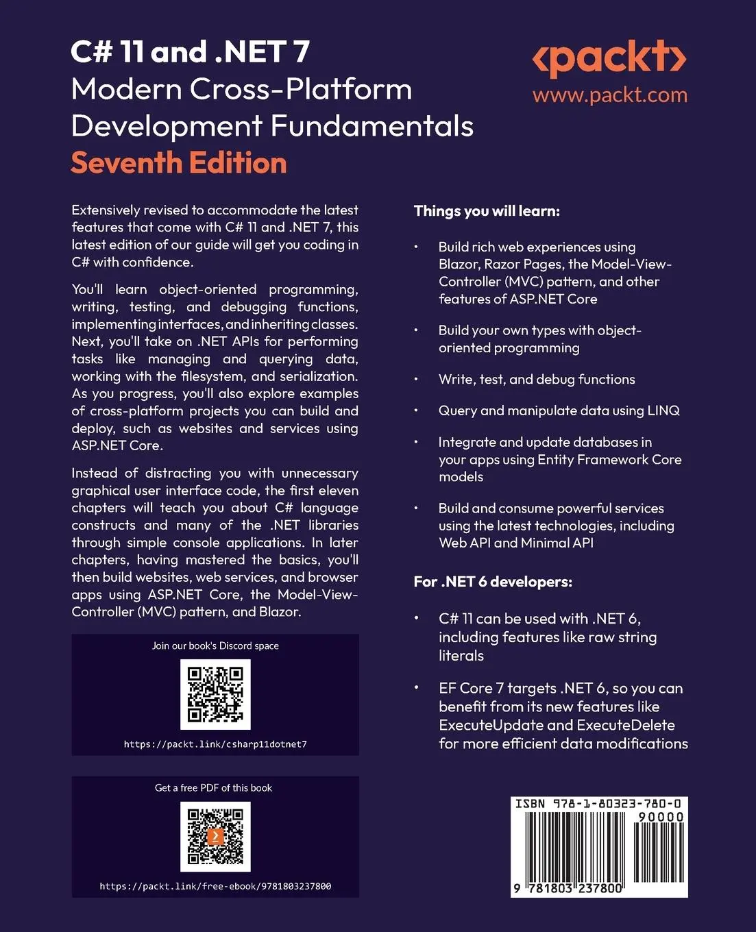 Rückseite: 9781803237800 | C# 11 and .NET 7 - Modern Cross-Platform Development Fundamentals -...