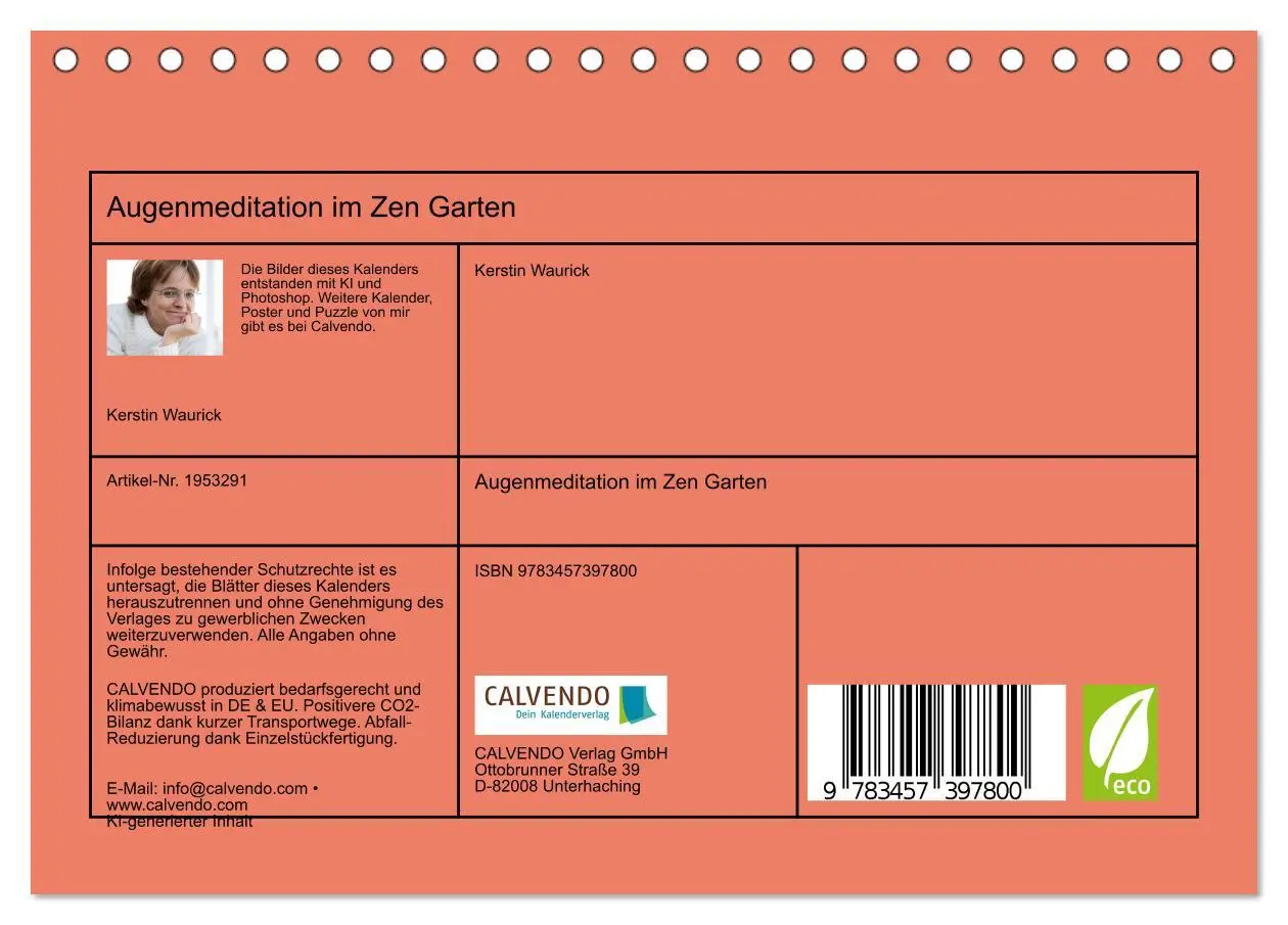 Bild: 9783457397800 | Augenmeditation im Zen Garten (Tischkalender 2026 DIN A5 quer),...