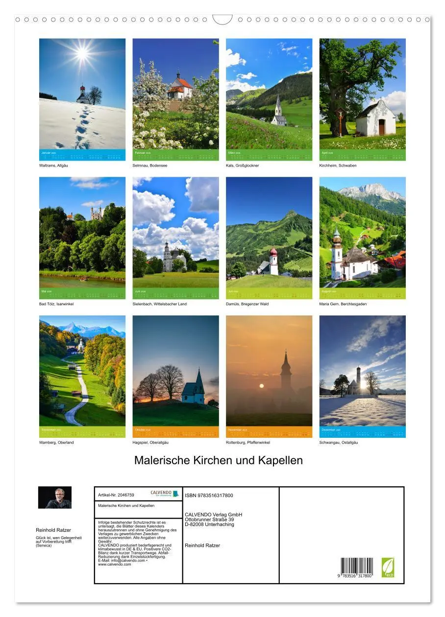Bild: 9783516317800 | Malerische Kirchen und Kapellen (Wandkalender 2026 DIN A2 hoch),...
