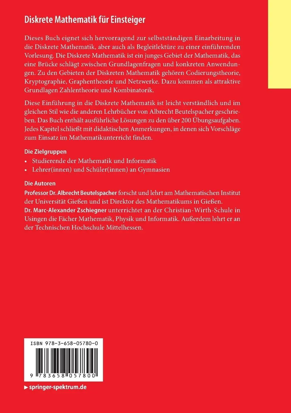 Rückseite: 9783658057800 | Diskrete Mathematik für Einsteiger | Bachelor und Lehramt | Buch