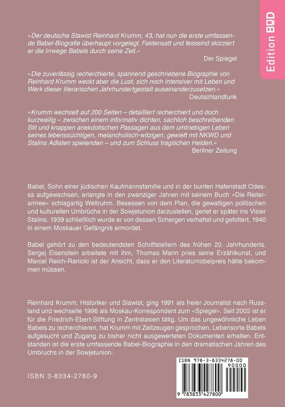 Rückseite: 9783833427800 | Isaak Babel | Schreiben unter Stalin. Eine Biographie | Reinhard Krumm