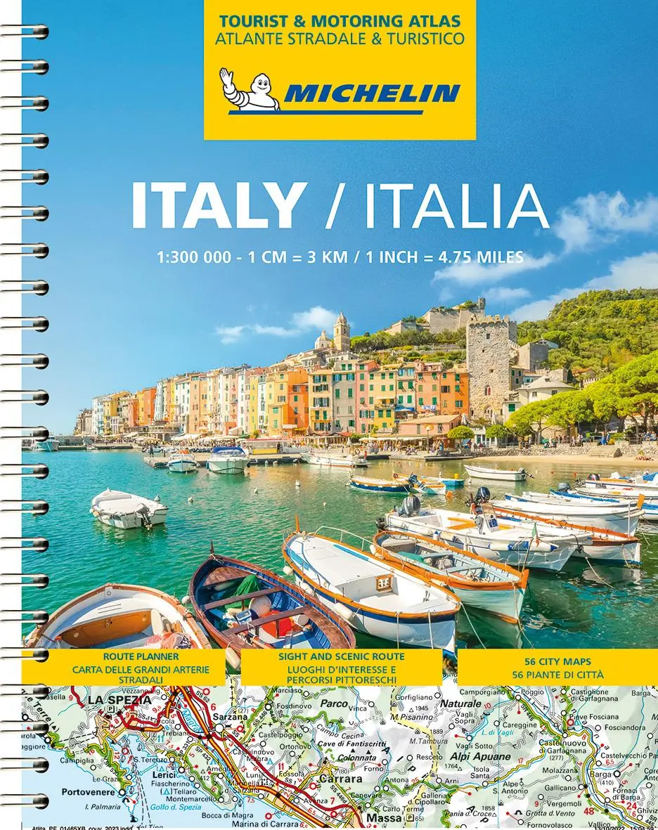 Cover: 9782067257900 | Michelin Straßenatlas Italien mit Spiralbindung | (Land-)Karte | 2023