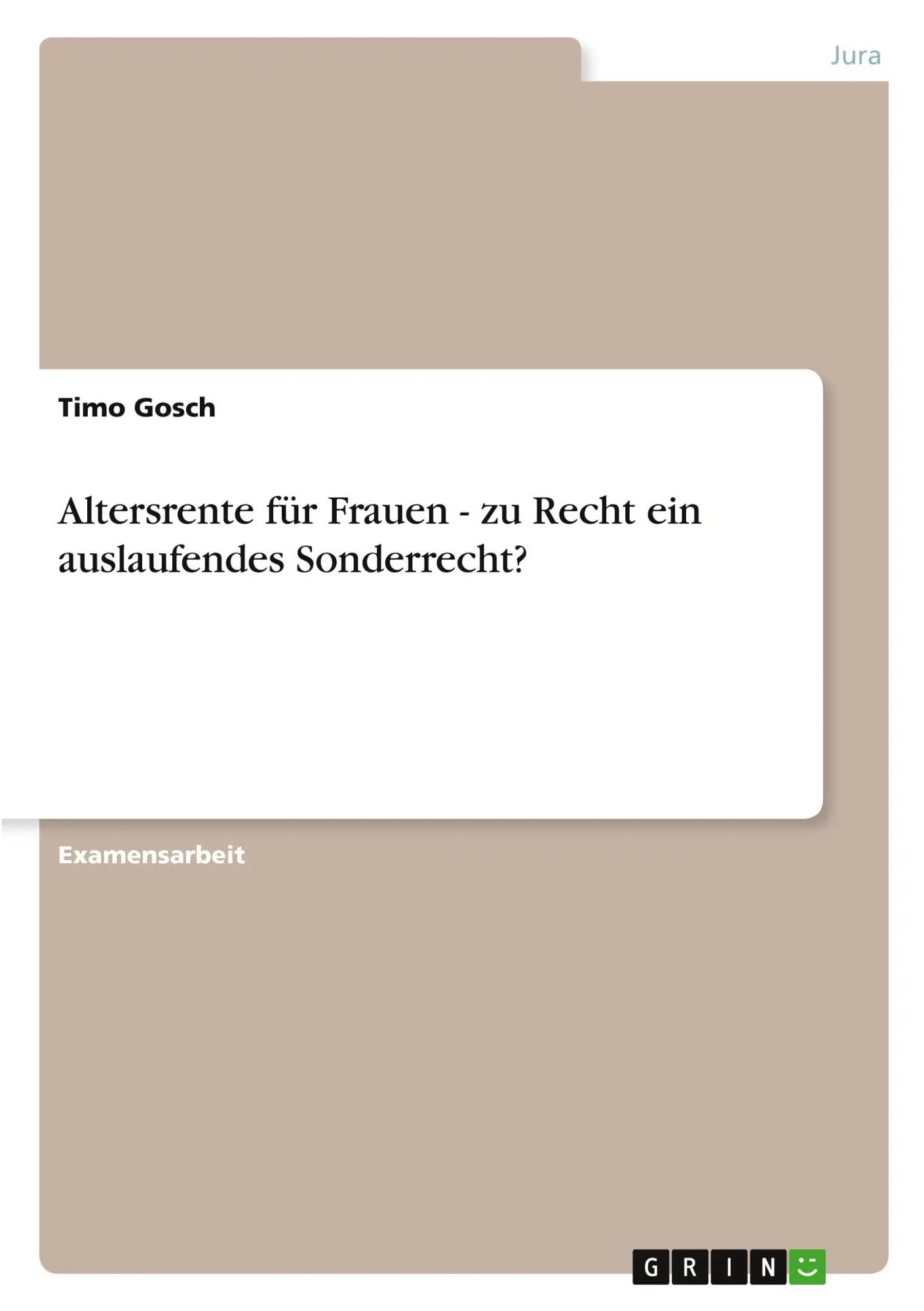 Cover: 9783389147900 | Altersrente für Frauen - zu Recht ein auslaufendes Sonderrecht? | Buch
