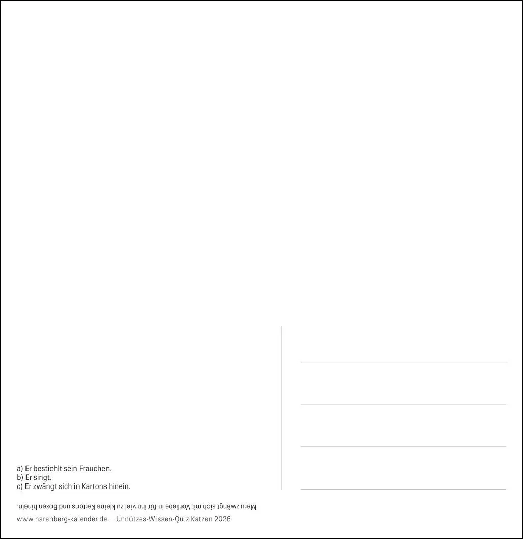 Bild: 9783840037900 | Unnützes-Wissen-Quiz Katzen Premium-Postkartenkalender - Kalender...