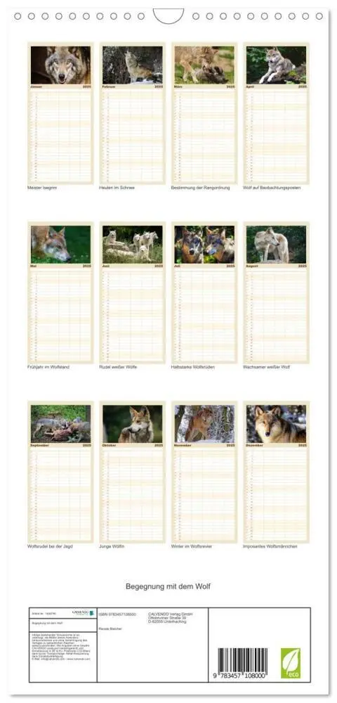 Bild: 9783457108000 | Familienplaner 2025 - Begegnung mit dem Wolf mit 5 Spalten...