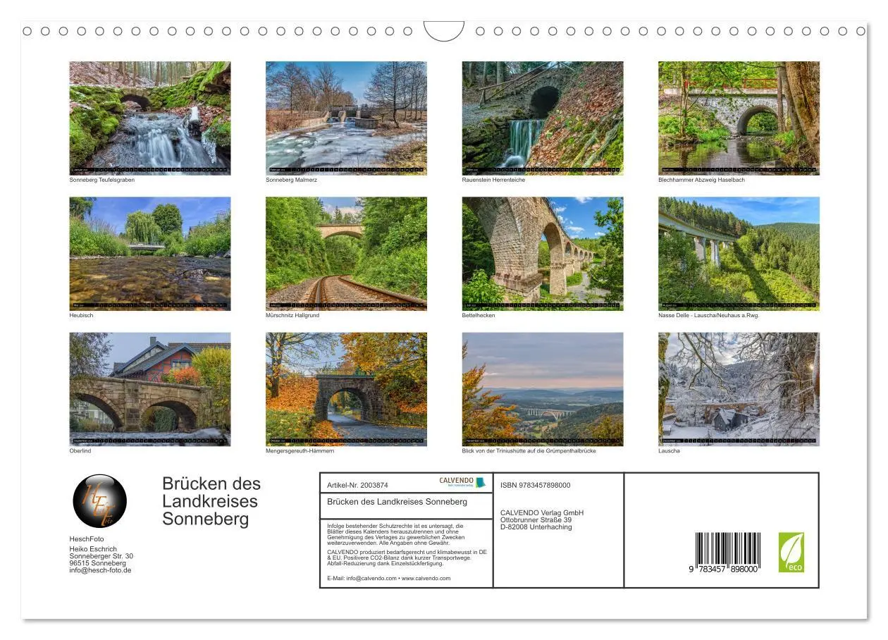Bild: 9783457898000 | Brücken des Landkreises Sonneberg (Wandkalender 2026 DIN A3 quer),...