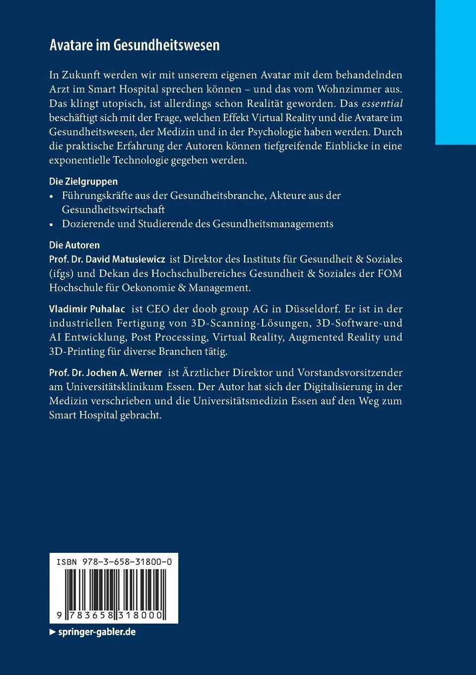 Rückseite: 9783658318000 | Avatare im Gesundheitswesen | David Matusiewicz (u. a.) | Taschenbuch