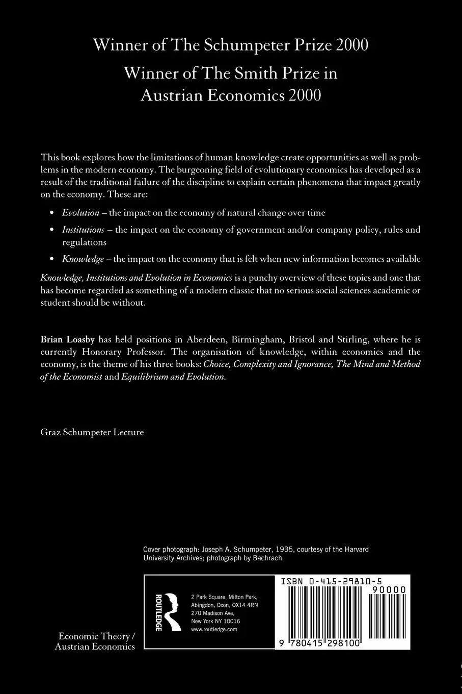 Rückseite: 9780415298100 | Knowledge, Institutions and Evolution in Economics | Brian Loasby
