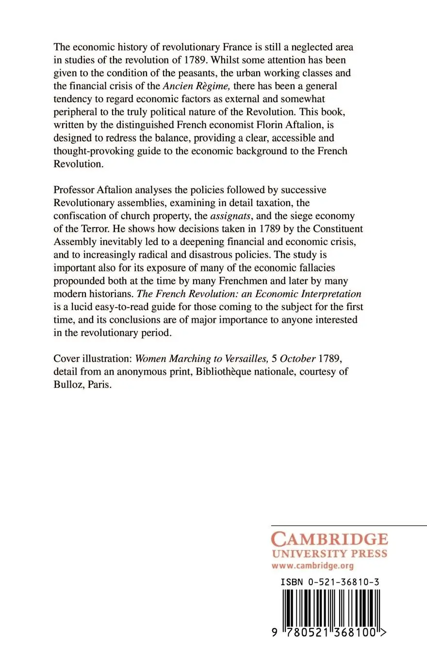 Rückseite: 9780521368100 | The French Revolution | An Economic Interpretation | Florin Aftalion