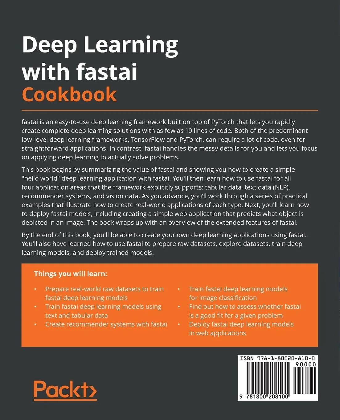 Rückseite: 9781800208100 | Deep Learning with fastai Cookbook | Mark Ryan | Taschenbuch | 2021