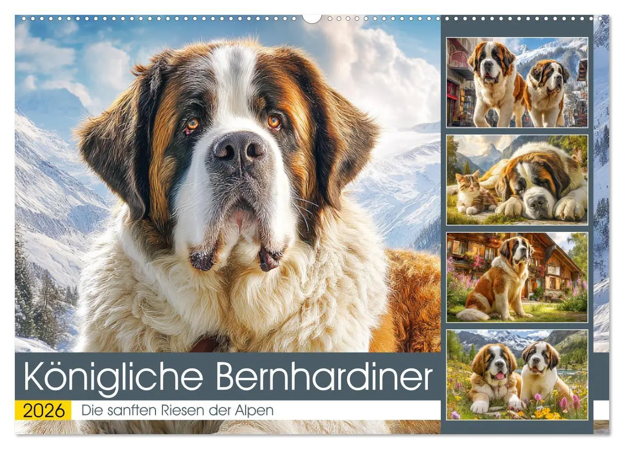 Cover: 9783457648100 | Königliche Bernhardiner. Die sanften Riesen der Alpen (Wandkalender...
