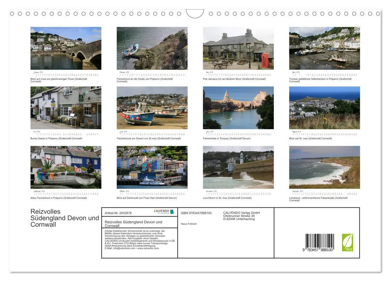 Bild: 9783457888100 | Reizvolles Südengland Devon und Cornwall (Wandkalender 2026 DIN A3...