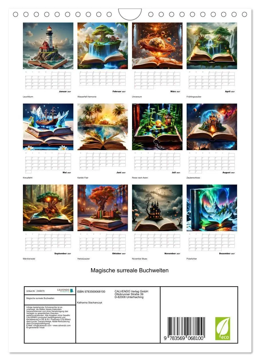 Bild: 9783569068100 | Magische surreale Buchwelten (Wandkalender 2027 DIN A4 hoch),...