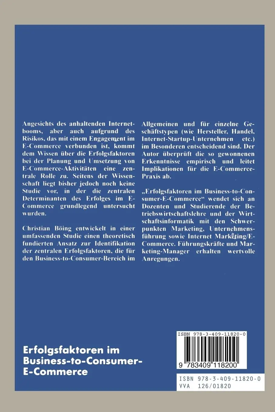 Rückseite: 9783409118200 | Erfolgsfaktoren im Business-to-Consumer-E-Commerce | Christian Böing