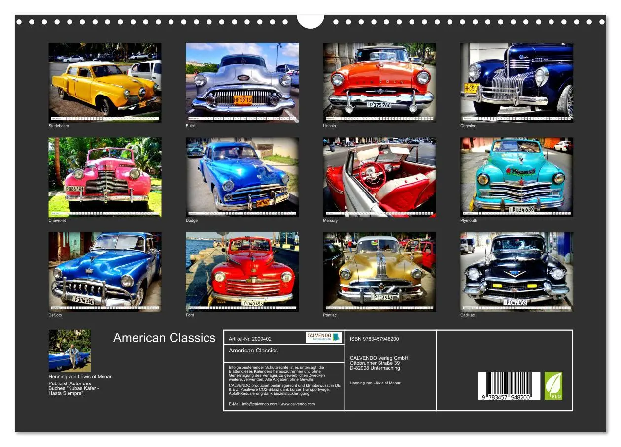 Bild: 9783457948200 | American Classics (Wandkalender 2026 DIN A3 quer), CALVENDO...