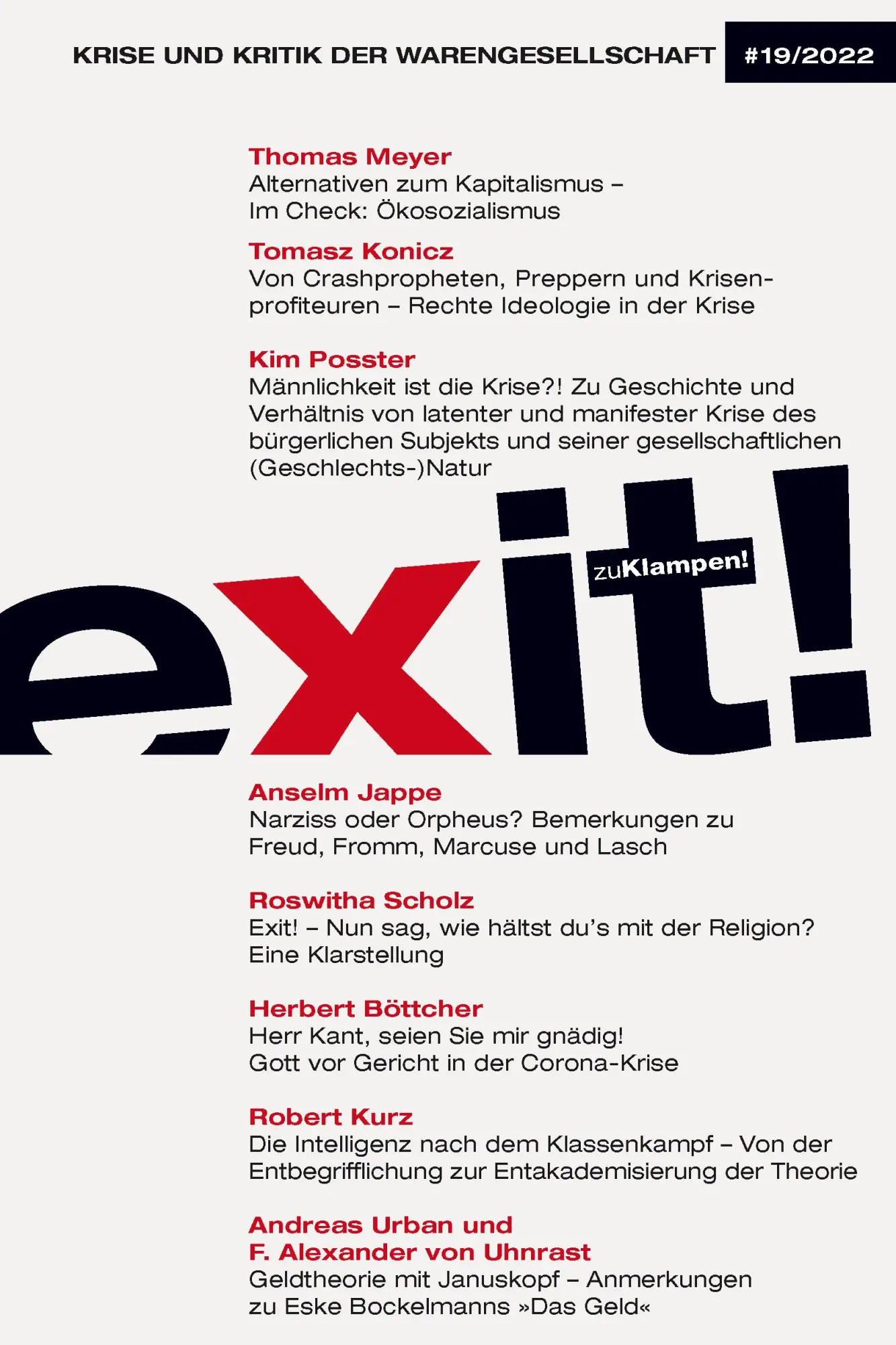 Cover: 9783866748200 | exit! Krise und Kritik der Warengesellschaft 19/2022 | Taschenbuch