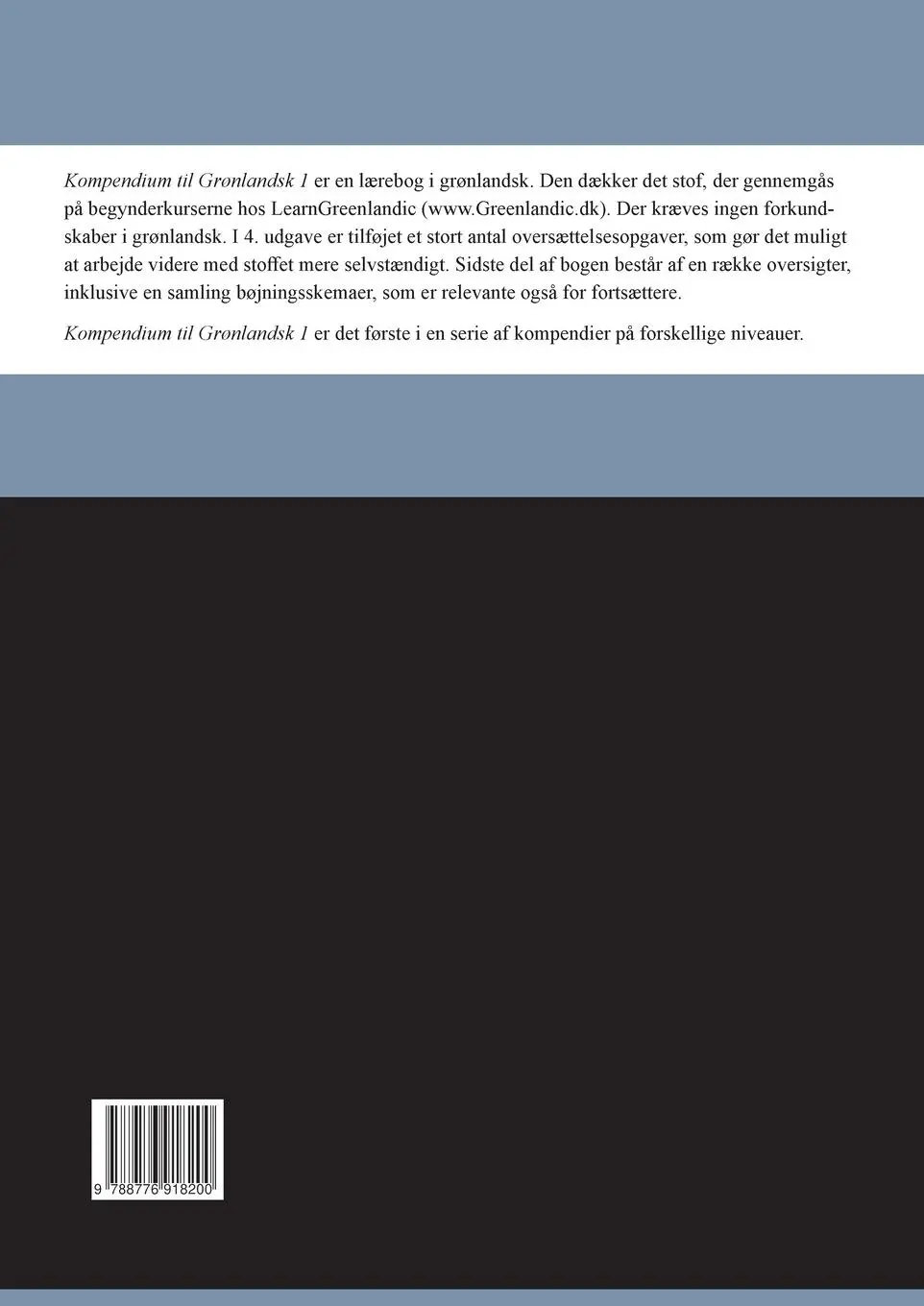 Rückseite: 9788776918200 | Kompendium til Grønlandsk 1 | Liv Molich | Taschenbuch | Dänisch