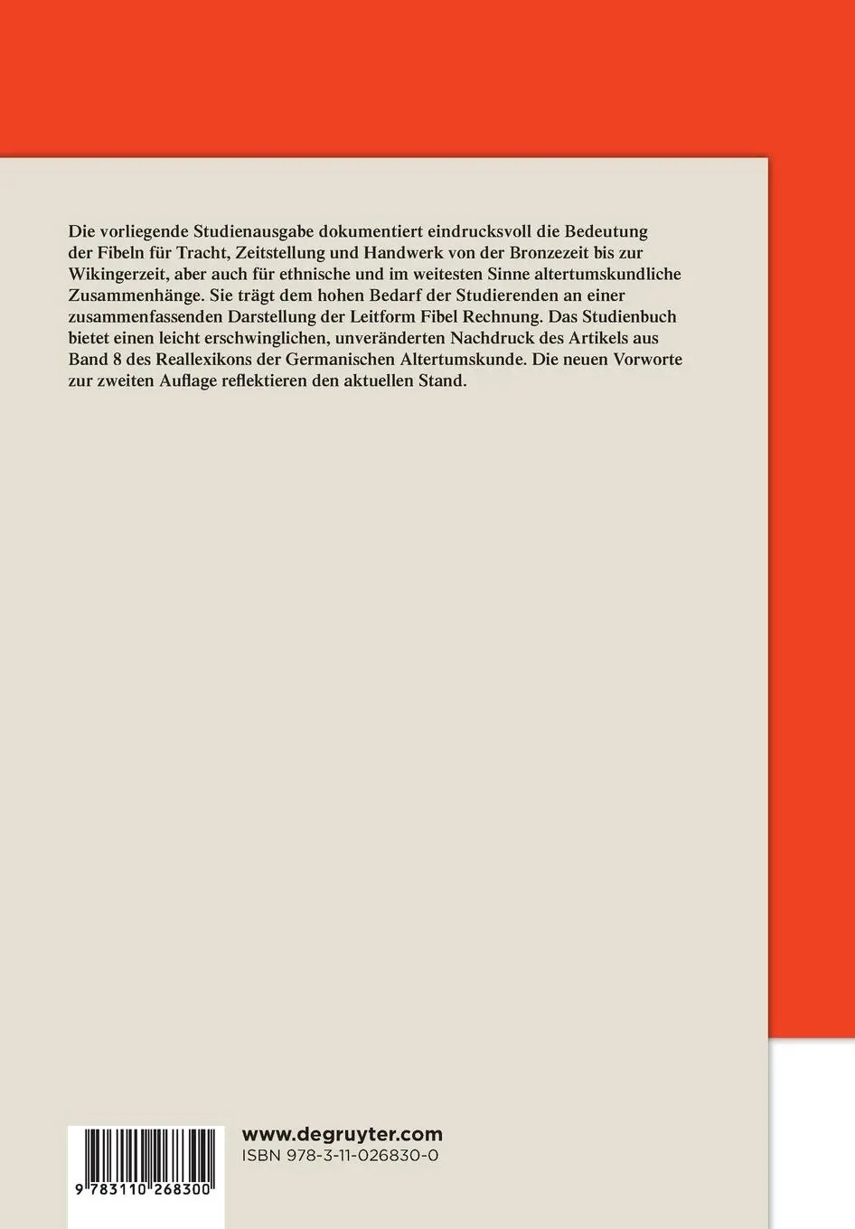 Rückseite: 9783110268300 | Fibel und Fibeltracht | Mit einem neuen Vorwort | Taschenbuch | X