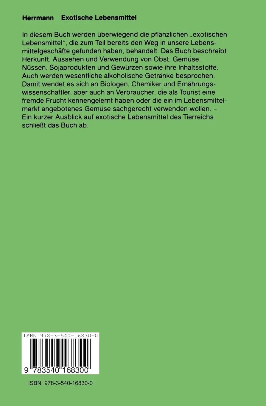 Rückseite: 9783540168300 | Exotische Lebensmittel | Karl Herrmann | Taschenbuch | x | Deutsch