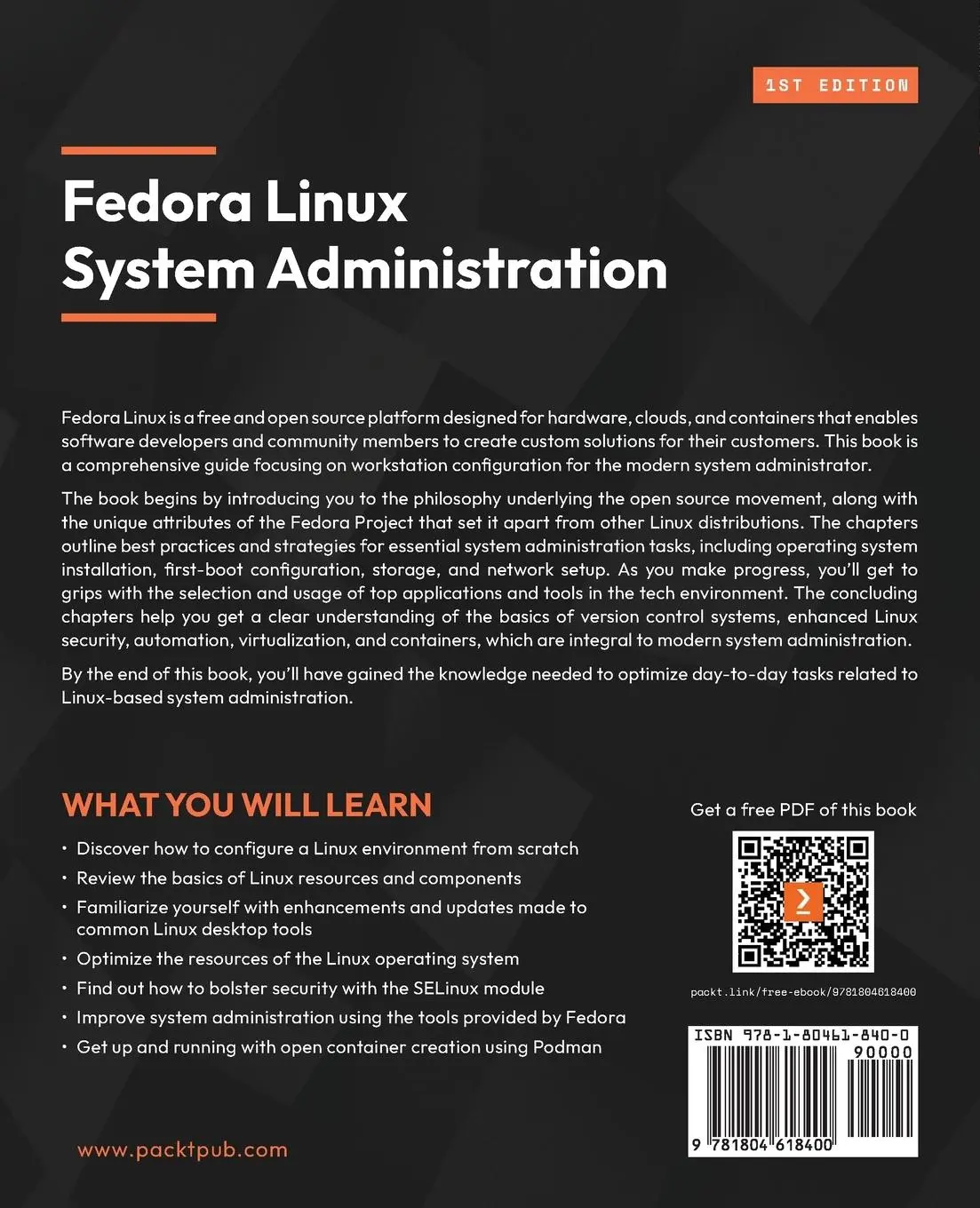 Rückseite: 9781804618400 | Fedora Linux System Administration | Alex Callejas | Taschenbuch