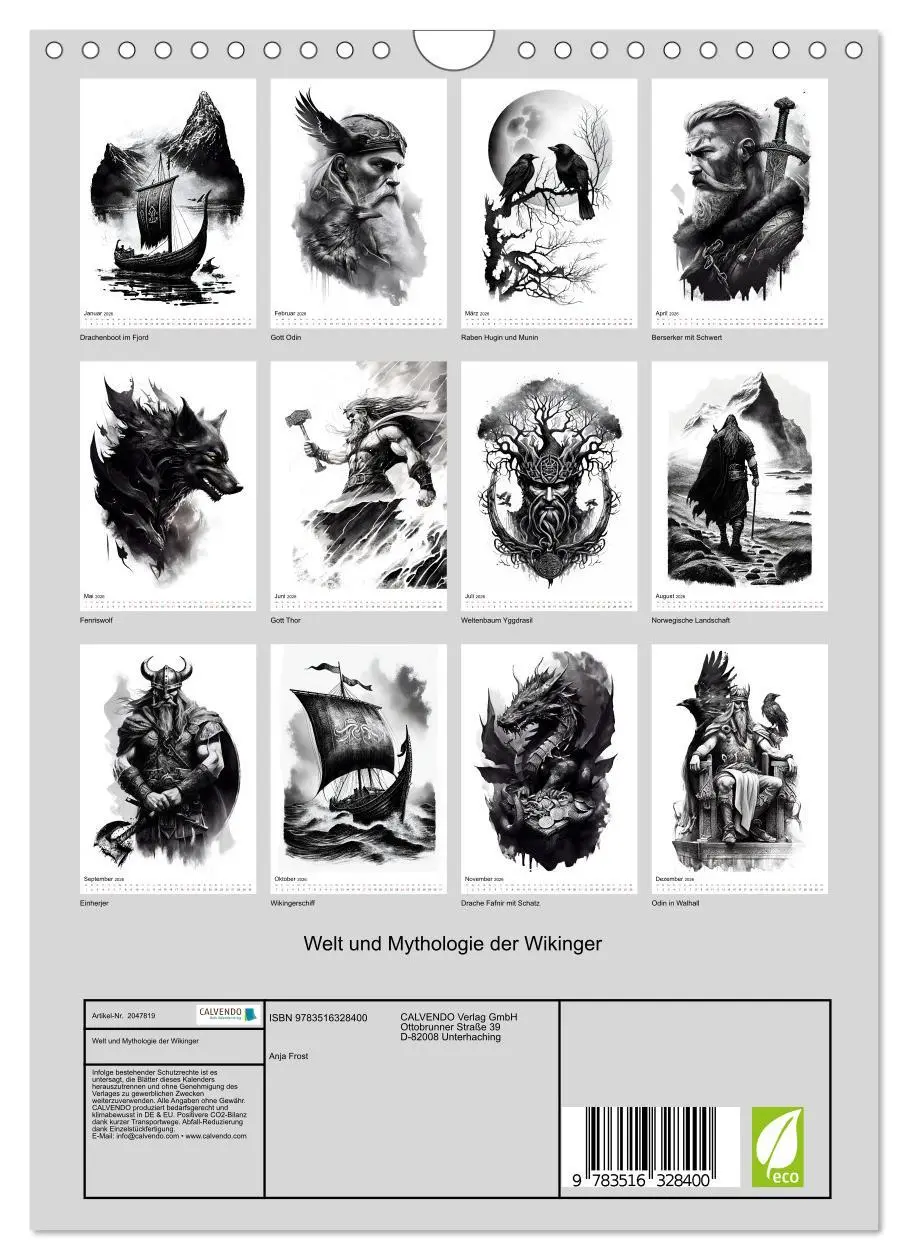 Bild: 9783516328400 | Welt und Mythologie der Wikinger (Wandkalender 2026 DIN A4 hoch),...