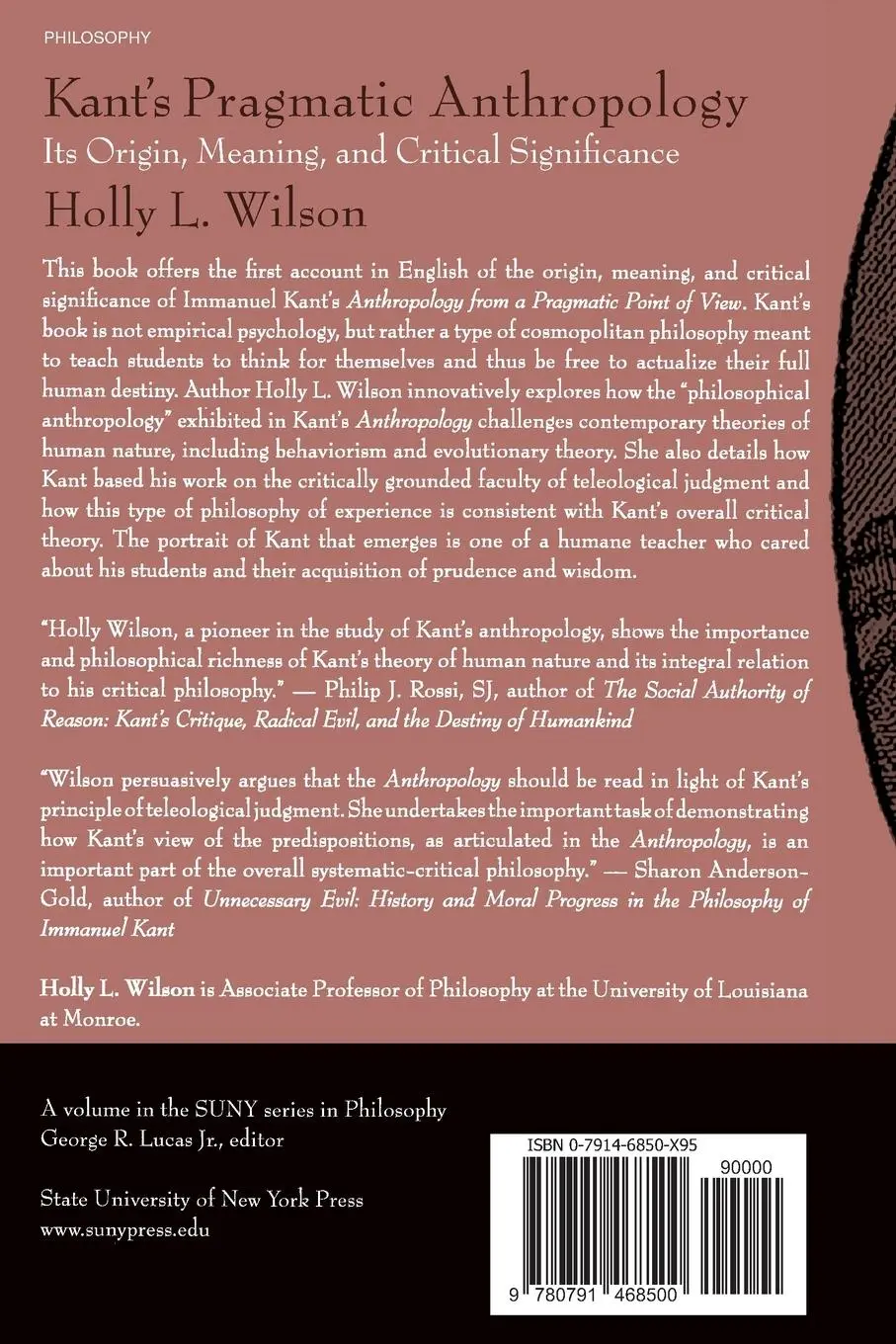 Rückseite: 9780791468500 | Kant's Pragmatic Anthropology | Holly L. Wilson | Taschenbuch | 2007