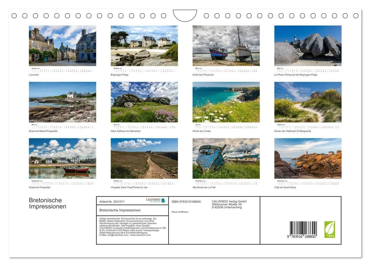 Bild: 9783516168600 | Bretonische Impressionen (Wandkalender 2026 DIN A4 quer), CALVENDO...