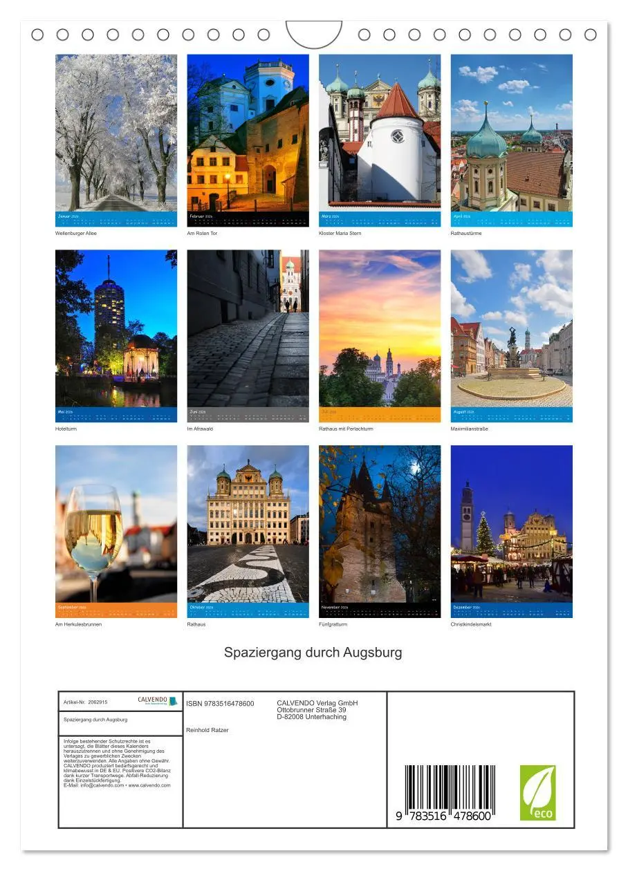 Bild: 9783516478600 | Spaziergang durch Augsburg (Wandkalender 2026 DIN A4 hoch),...