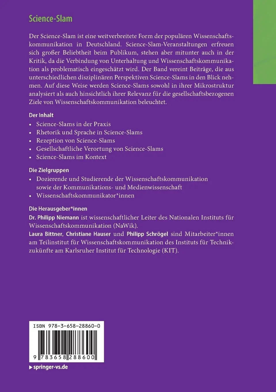 Rückseite: 9783658288600 | Science-Slam | Philipp Niemann (u. a.) | Taschenbuch | x | Deutsch