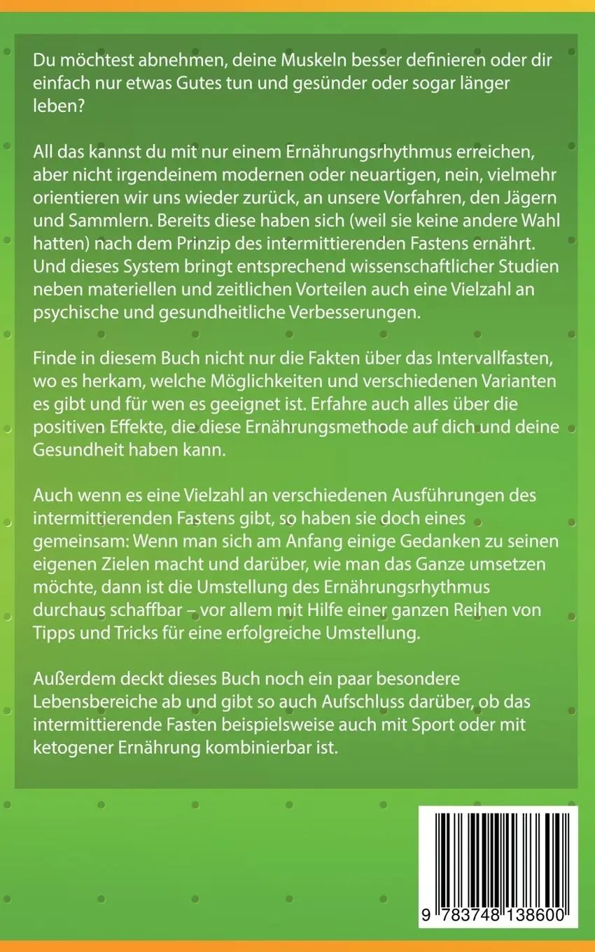 Rückseite: 9783748138600 | Intermittierendes Fasten | Dirk Bald | Taschenbuch | Paperback | 2018
