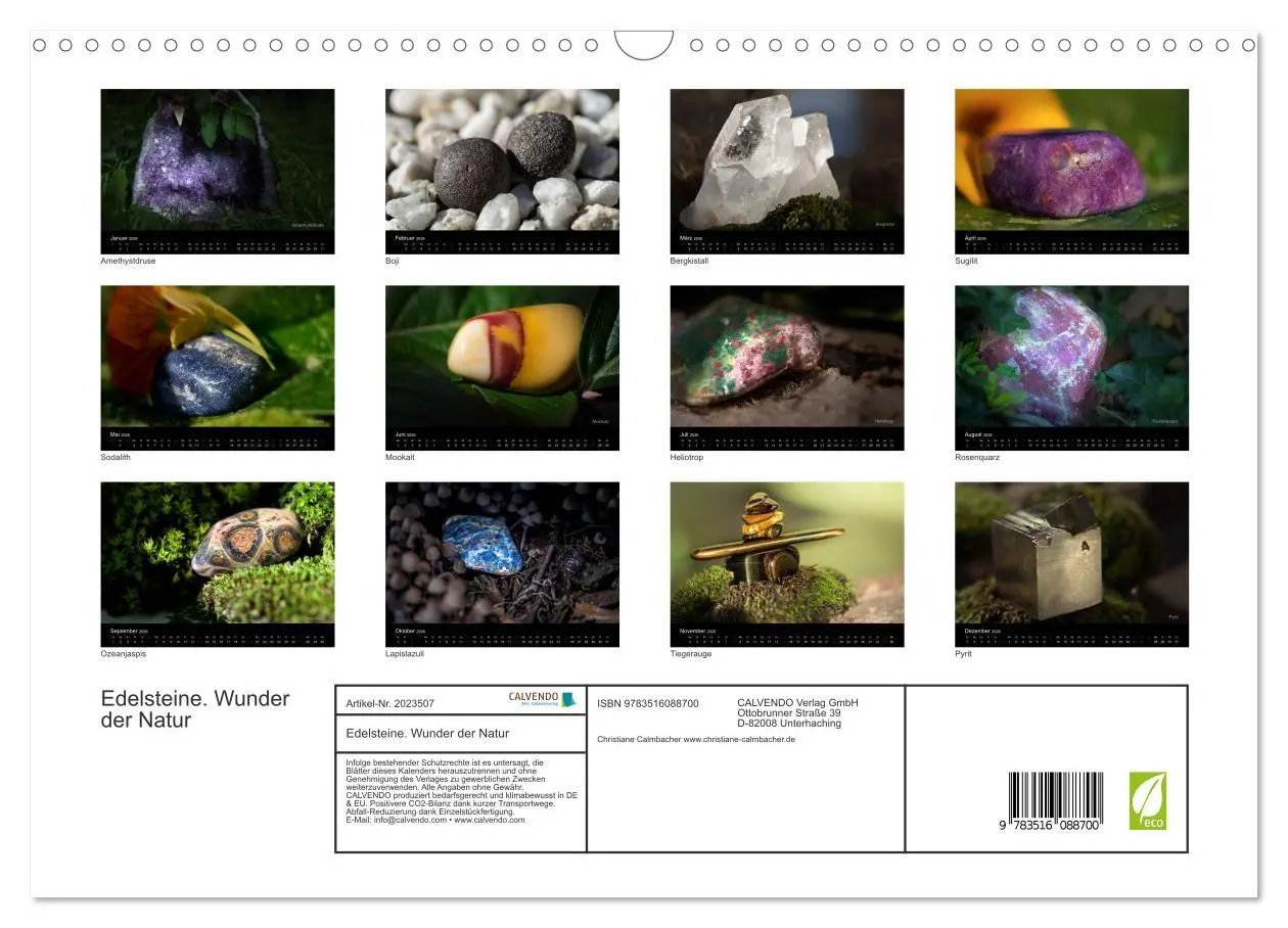 Bild: 9783516088700 | Edelsteine. Wunder der Natur (Wandkalender 2026 DIN A3 quer),...