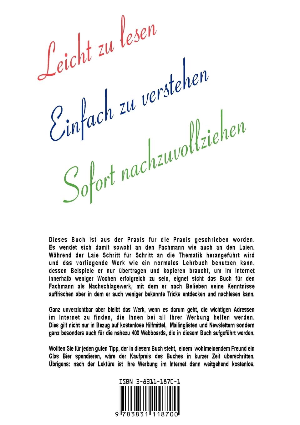 Rückseite: 9783831118700 | Erfolg im Internet | Von 0 auf 10.000 Besucher in wenigen Wochen