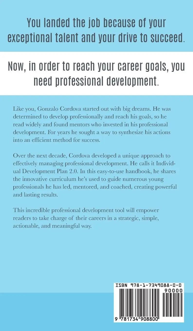 Rückseite: 9781734908800 | Individual Development Plan 2.0 | Gonzalo Cordova | Buch | Englisch